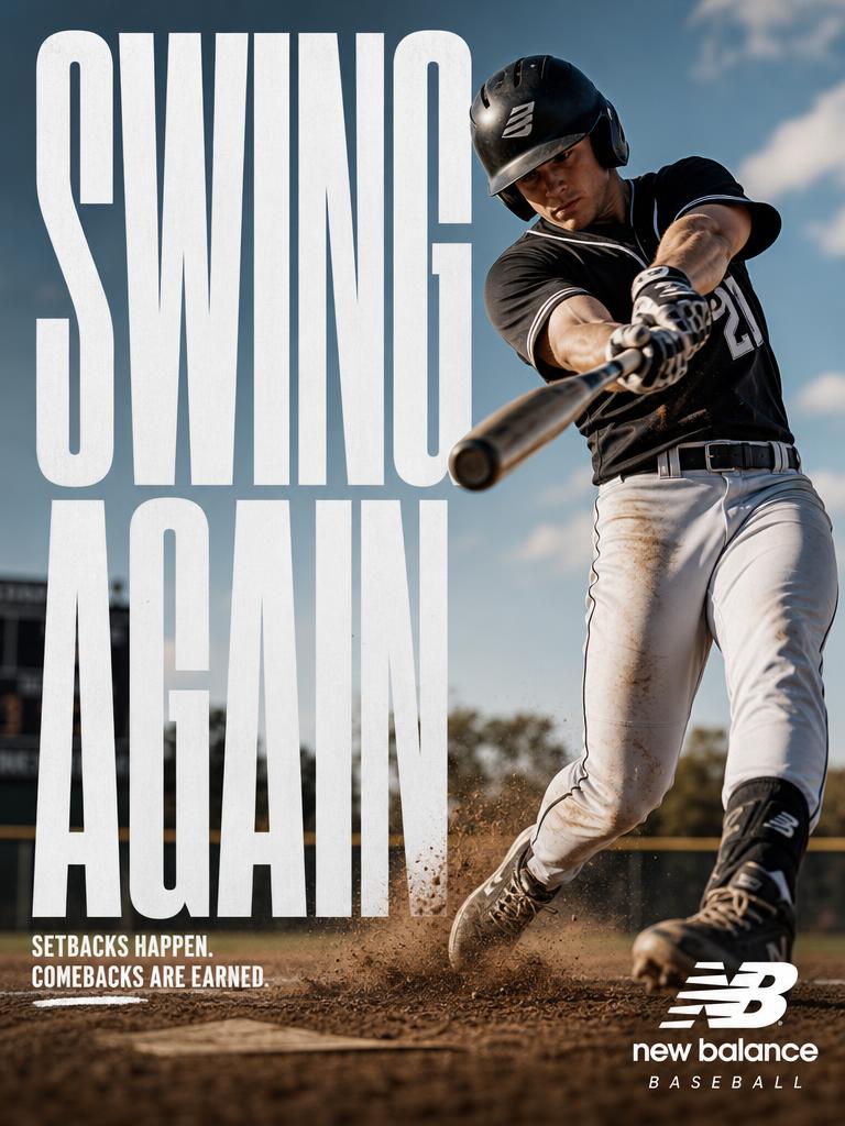 Finished paid social ad creative for Regional baseball retailer
